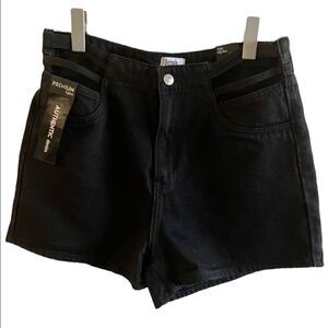 Simple Society Black Denim High Rise Shorts ~ NWT ~ size 9/29